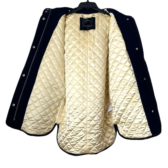 J. Crew Summit Parka Coat Italian Stadium Cloth Wool in Navy Gold Trim size 0 - Picture 7 of 14